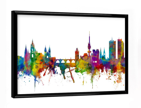 Poster mit schwarzem Rahmen "Prague (Praha) Czech Republic Skyline" artboxONE - Städte,Reise,Städte / Prag