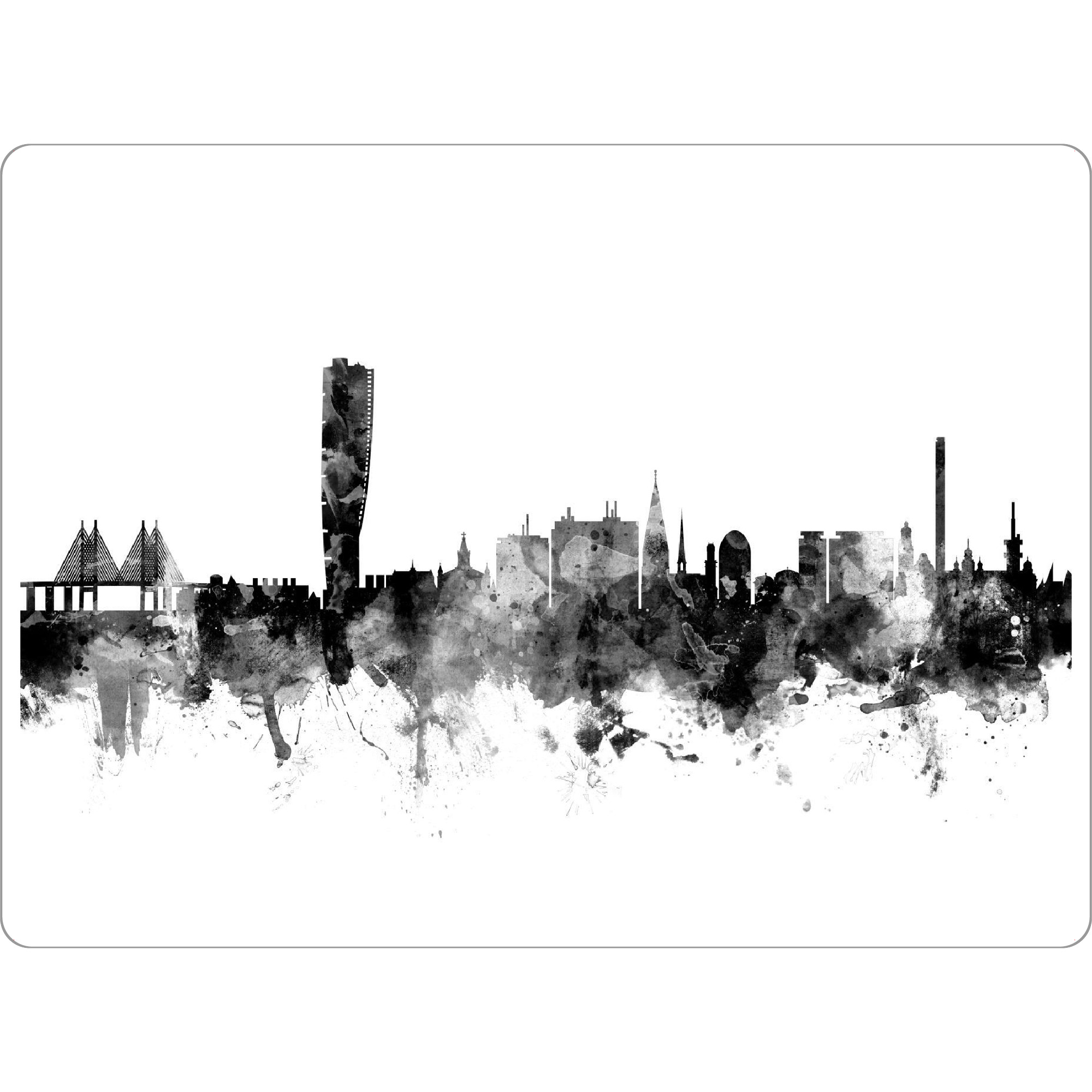 Tischset "Malmo Sweden Skyline bw" artboxONE - Städte,Reise,Schwarzweiß
