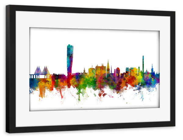 Poster mit Rahmen schwarz "Malmo Sweden Skyline" artboxONE - Städte,Reise