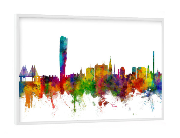 Poster mit weißem Rahmen "Malmo Sweden Skyline" artboxONE - Städte,Reise