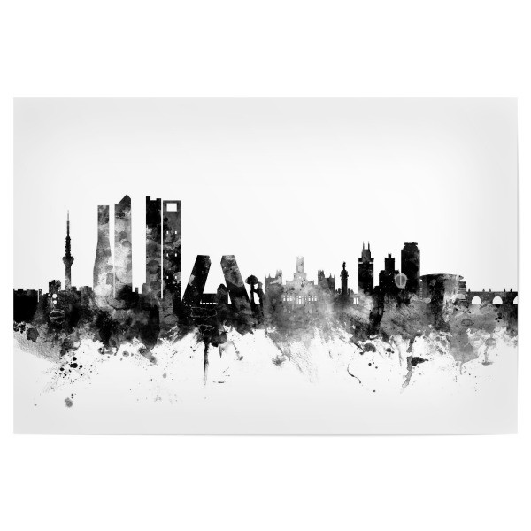 Poster 30x20 cm "Madrid Spain Skyline bw" artboxONE - Städte,Reise,Schwarzweiß