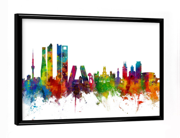 Poster mit schwarzem Rahmen "Madrid Spain Skyline" artboxONE - Städte,Reise