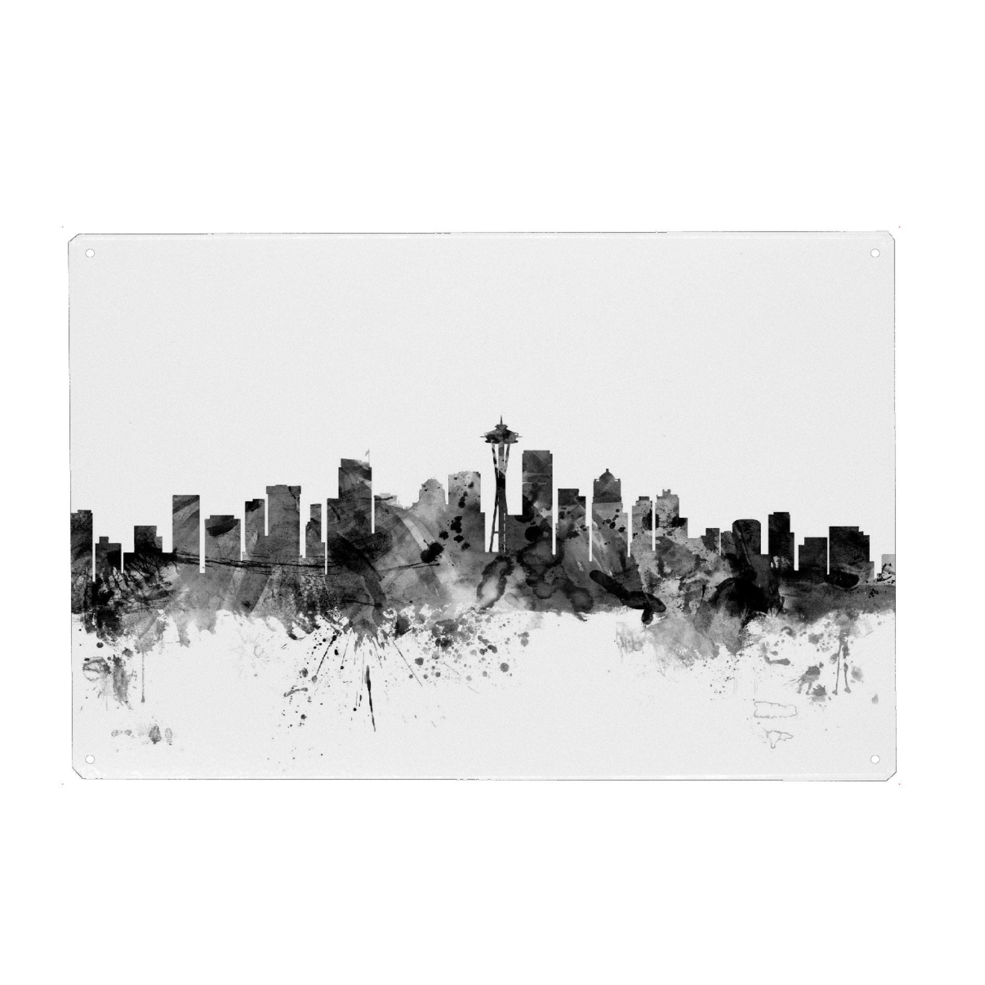 Metall Poster "Seattle Washington Skyline bw" artboxONE - Städte,Reise,Schwarzweiß