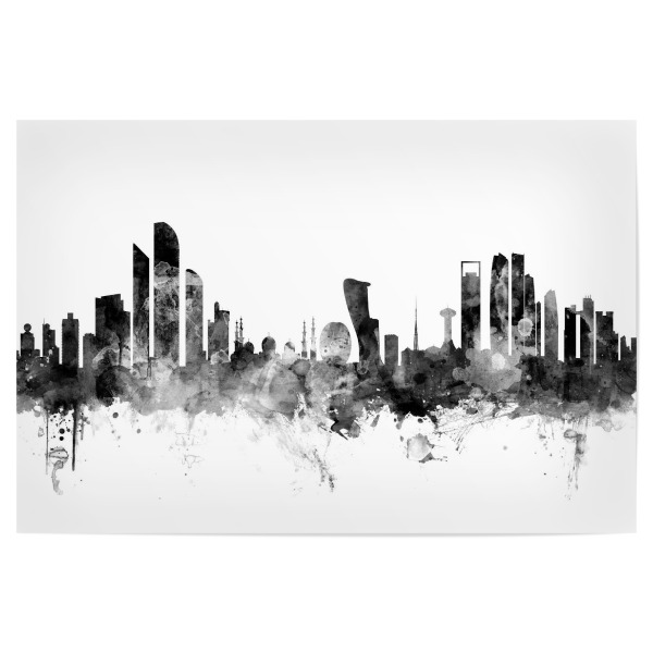 Poster "Abu Dhabi Skyline bw" artboxONE - Städte,Reise,Schwarzweiß,Reise / Asien