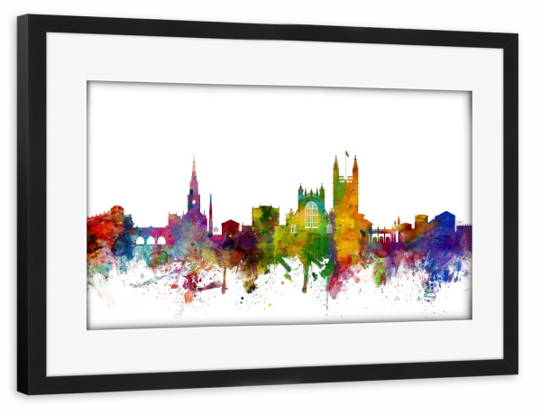 Poster mit Rahmen schwarz "Bath England Skyline Cityscape" artboxONE - Städte,Reise