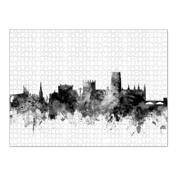 Puzzle Ravensburger "Durham England Skyline Cityscape bw" artboxONE - Städte,Reise,Schwarzweiß
