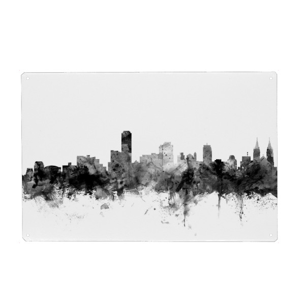 Holzbild "Adelaide Australia Skyline" artboxONE - Städte,Reise,Schwarzweiß