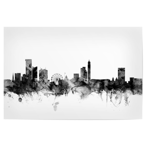 Poster "Birmingham England Skyline 2" artboxONE - Städte,Reise,Schwarzweiß