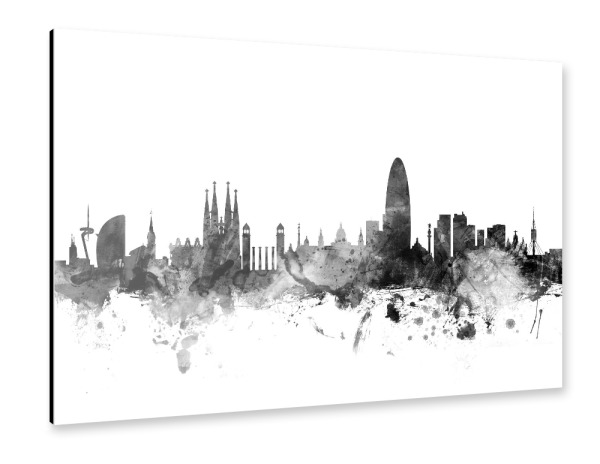 Alu-Dibond "Barcelona Spain Skyline" 30x20 cm artboxONE