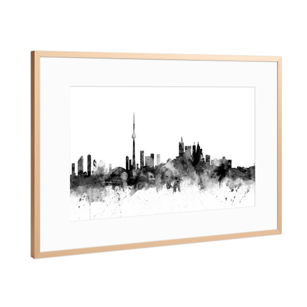 Poster mit Rahmen Kupfer "Toronto Canada Skyline" artboxONE - Städte,Reise,Schwarzweiß