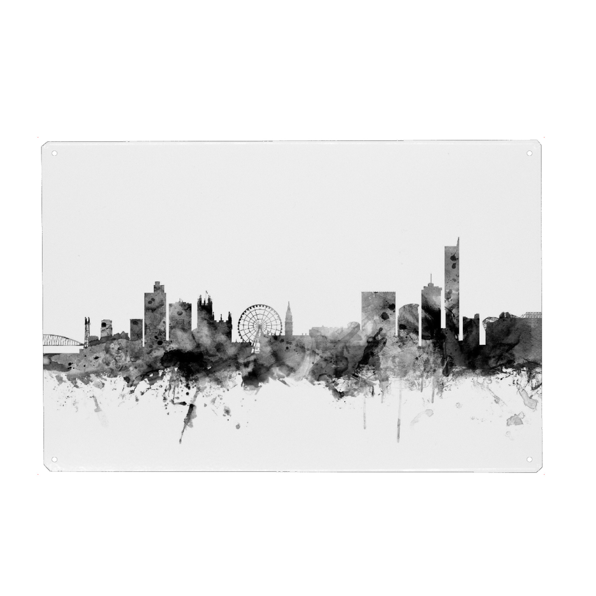 Metall Poster "Manchester England Skyline 2" artboxONE - Städte,Reise,Schwarzweiß