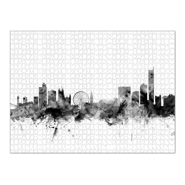 Puzzle Ravensburger "Manchester England Skyline 2" artboxONE - Städte,Reise,Schwarzweiß