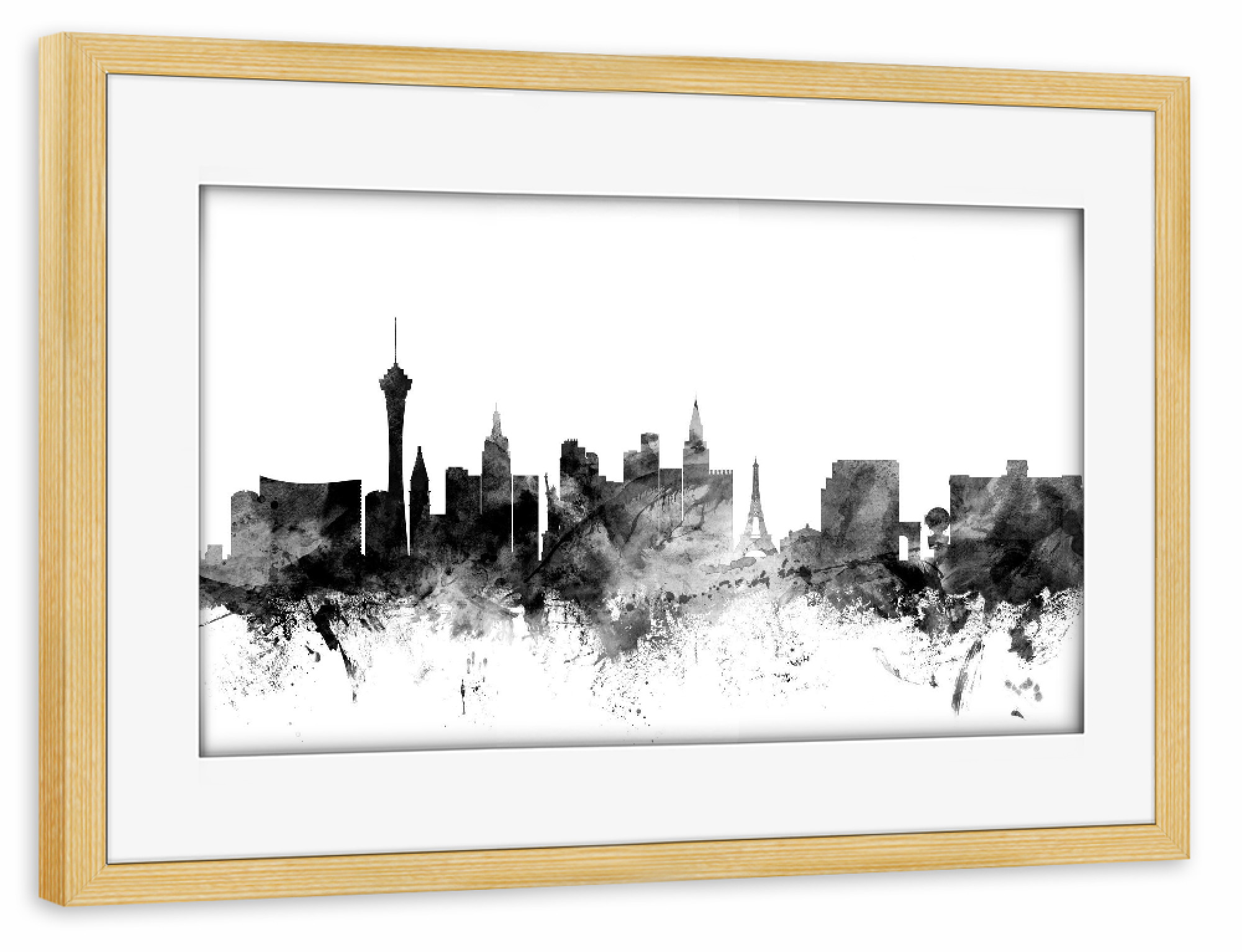 Poster mit Rahmen kiefer "Las Vegas Nevada Skyline" artboxONE - Städte,Reise,Schwarzweiß,Städte / Las Vegas