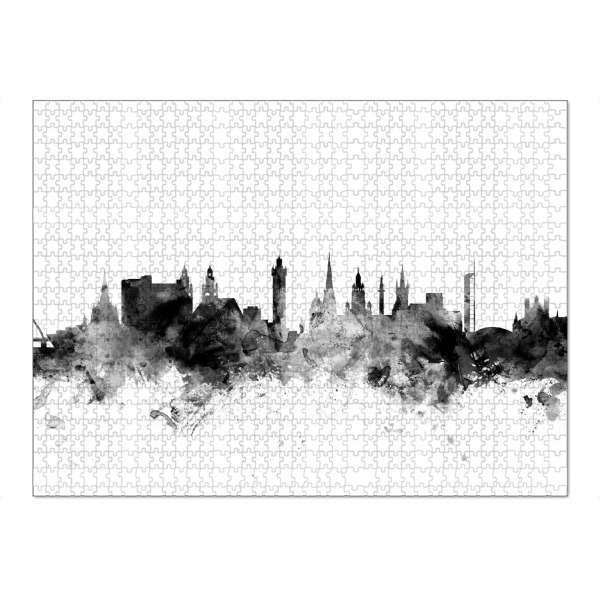 Puzzle Ravensburger "Glasgow Scotland Skyline 3" artboxONE - Städte,Reise,Schwarzweiß