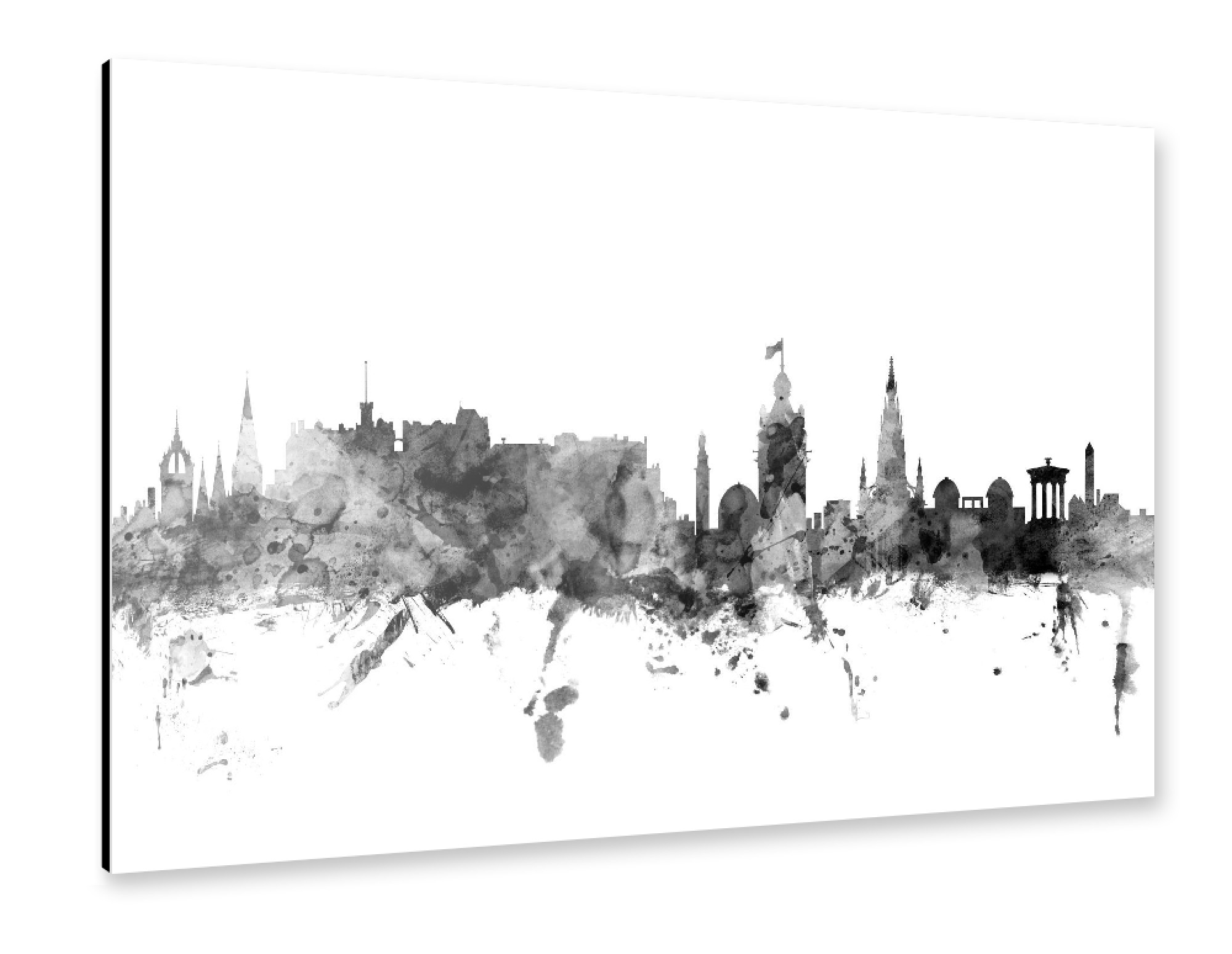 Alu-Dibond "Edinburgh Scotland Skyline bw" 75x50 cm artboxONE