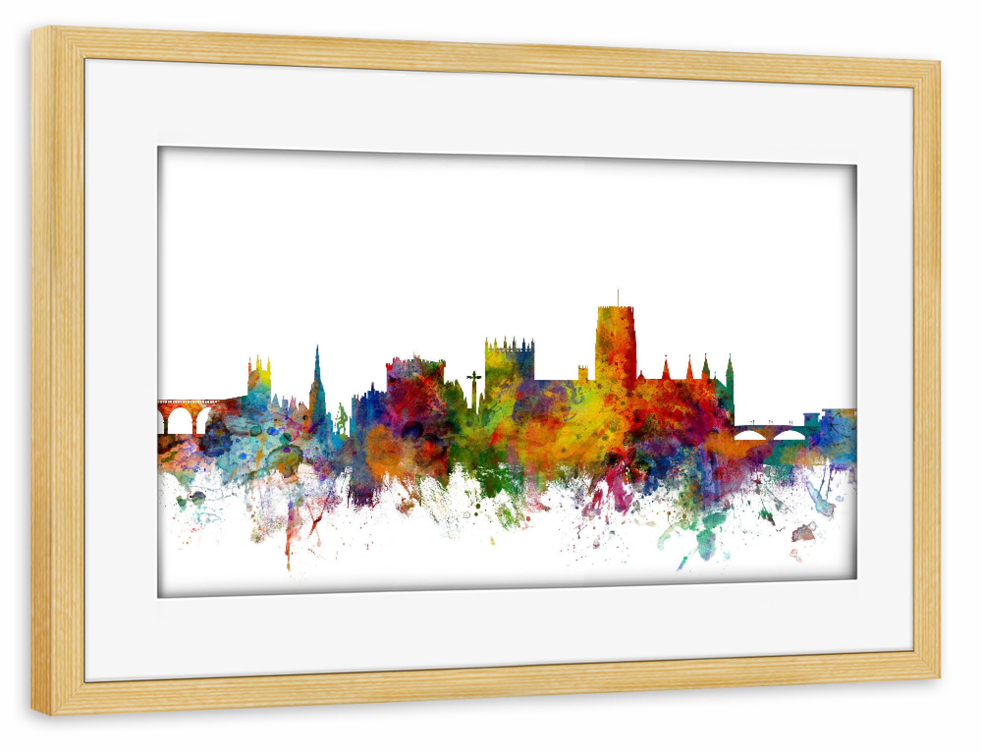 Poster mit Rahmen kiefer "Durham England Skyline Cityscape" artboxONE - Städte,Reise