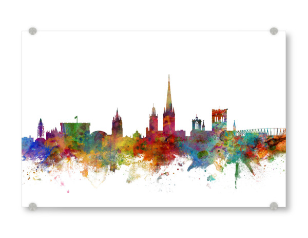 Acrylglasbild "Norwich England Skyline" artboxONE - Städte,Reise