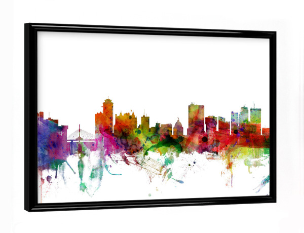 Poster mit schwarzem Rahmen "Winnipeg Canada Skyline" artboxONE - Städte,Reise