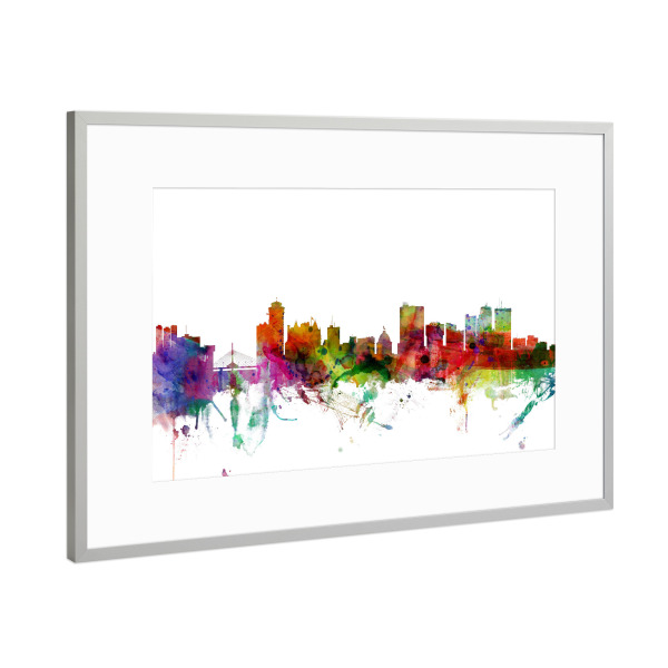 Poster mit Rahmen Silber "Winnipeg Canada Skyline" artboxONE - Städte,Reise