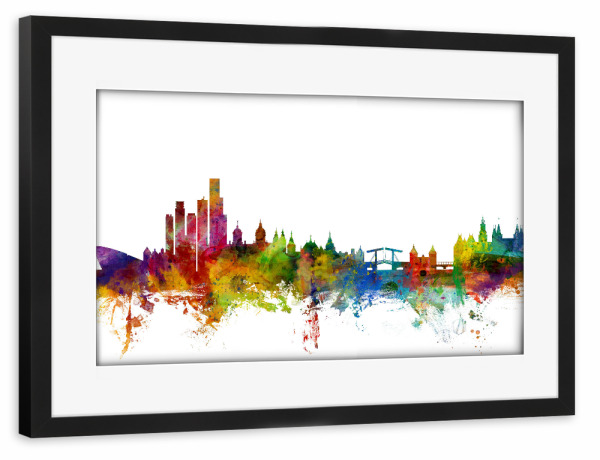 Poster mit Rahmen schwarz "Amsterdam The Netherlands Skyline" artboxONE - Städte,Reise,Städte / Amsterdam