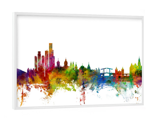 Poster mit weißem Rahmen "Amsterdam The Netherlands Skyline" artboxONE - Städte,Reise,Städte / Amsterdam