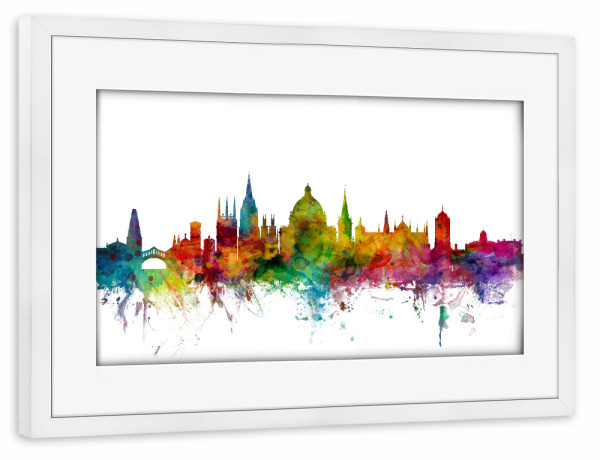 Poster mit Rahmen weiß "Oxford England Skyline" artboxONE - Städte,Reise