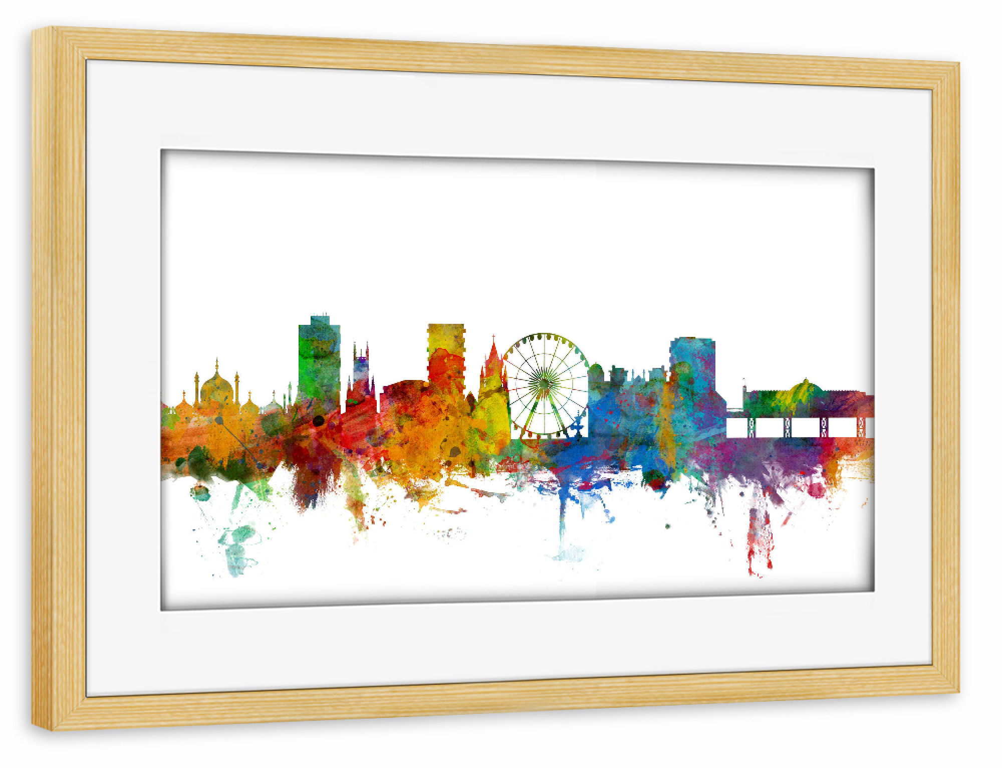 Poster mit Rahmen kiefer "Brighton England Skyline" artboxONE - Städte,Reise