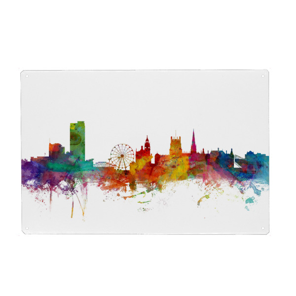 Metall Poster "Sheffield England Skyline" artboxONE - Städte,Reise