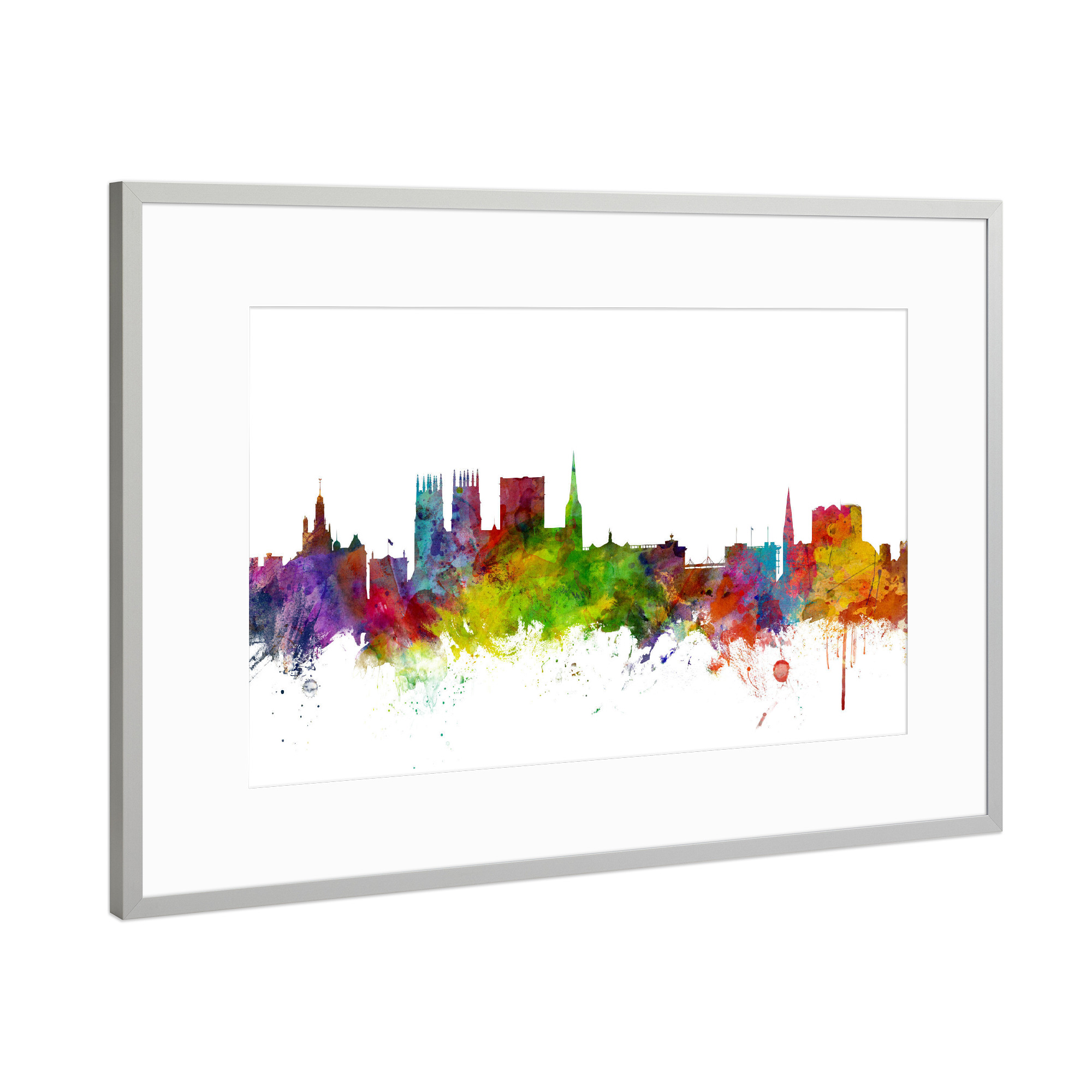 Poster mit Rahmen Silber "York England Skyline" artboxONE - Städte,Reise