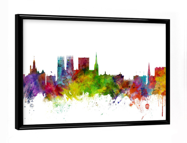 Poster mit schwarzem Rahmen "York England Skyline" artboxONE - Städte,Reise