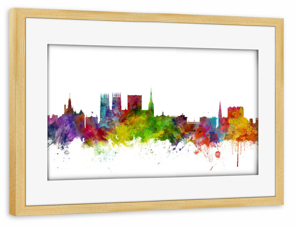 Poster mit Rahmen kiefer "York England Skyline" artboxONE - Städte,Reise