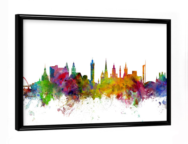 Poster mit schwarzem Rahmen "Glasgow Scotland Skyline 2" artboxONE - Städte,Reise