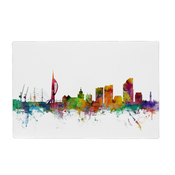 Holzbild "Portsmouth England Skyline" artboxONE - Städte,Reise