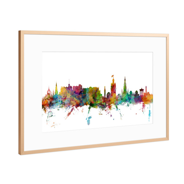 Poster mit Rahmen Kupfer "Edinburgh Scotland Skyline 2" artboxONE - Städte,Reise