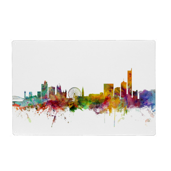 Holzbild "Manchester England Skyline I" artboxONE - Städte,Reise