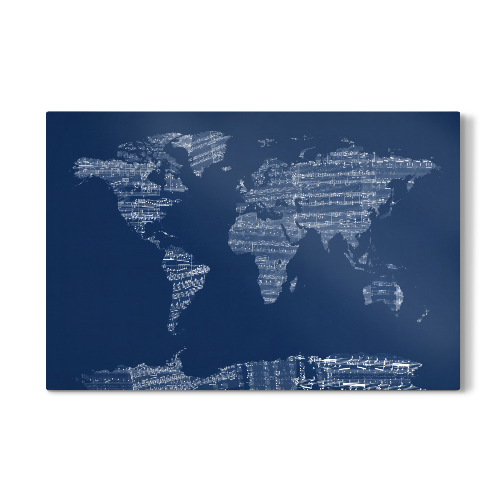 Galerie-Print "Map of the World Map from Old Sheet Music blau" 30x20 cm artboxONE