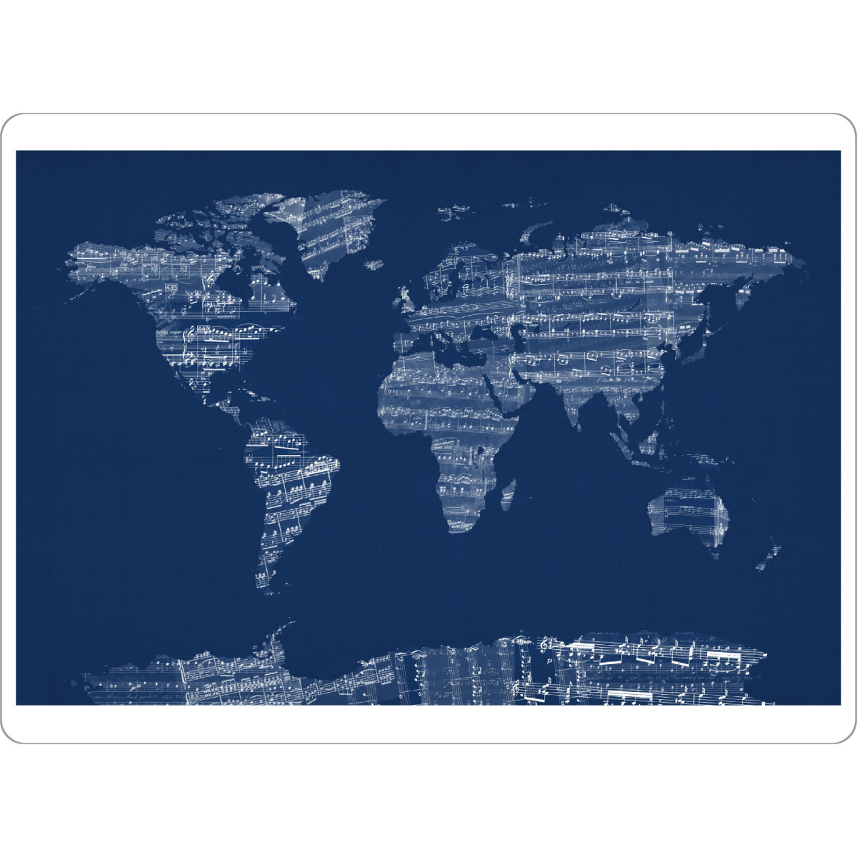 Tischset "Map of the World Map from Old Sheet Music blau" artboxONE - Musik,Kartografie