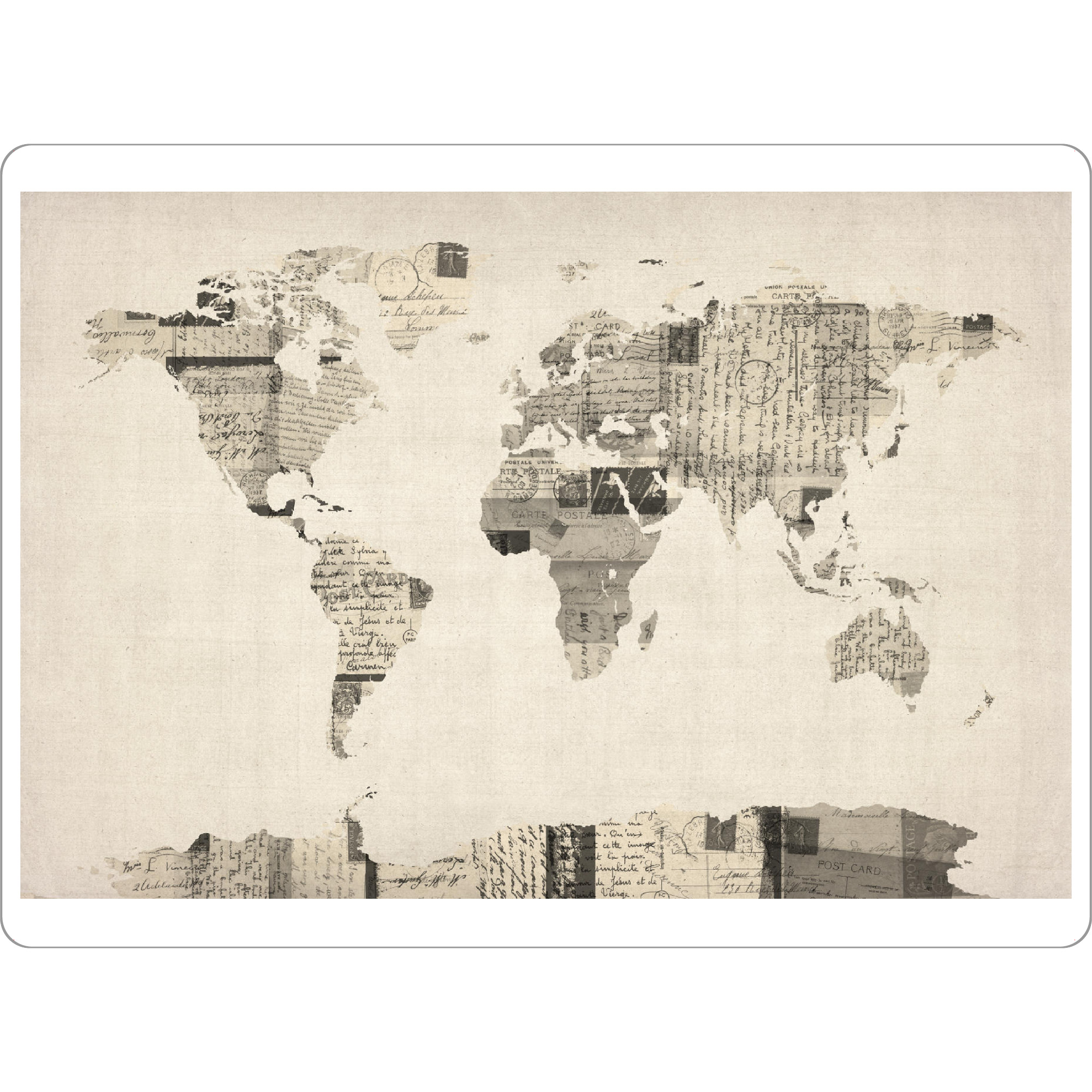 Tischset "Map of the World Map from Old Postcards" artboxONE - Kartografie