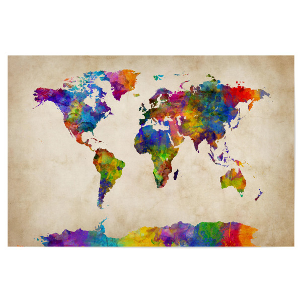 Poster "Watercolor Map of the World Map 2" artboxONE - Kartografie