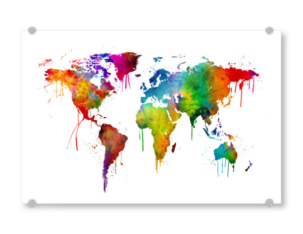Acrylglasbild "Watercolor Map of the World 2" artboxONE - Kartografie