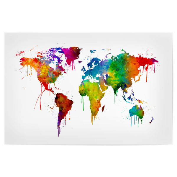 Poster "Watercolor Map of the World 2" artboxONE - Kartografie