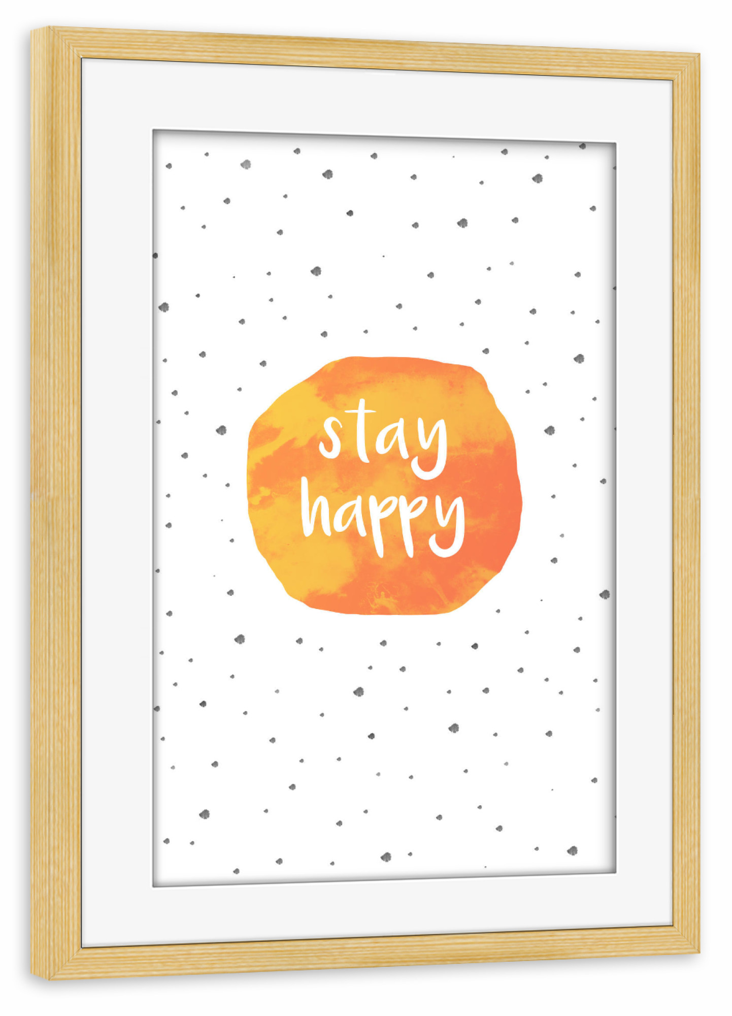 Poster mit Rahmen kiefer "Stay Happy" artboxONE - Typografie