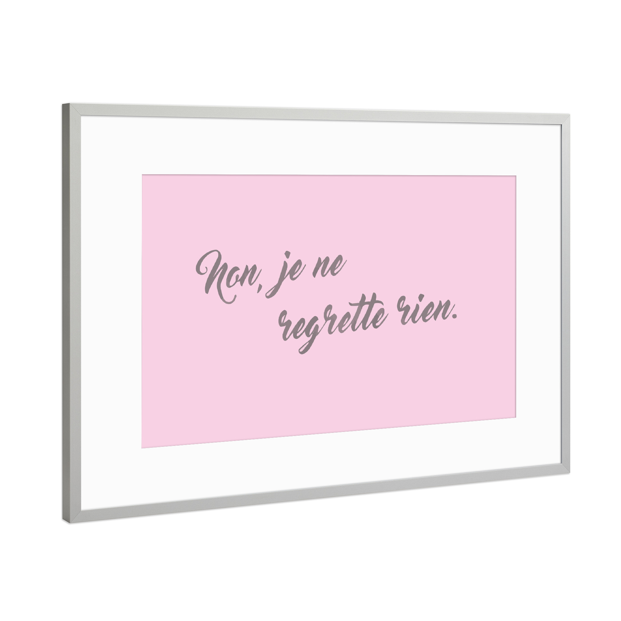Poster mit Rahmen Silber "Regrette" artboxONE - Typografie,Liebe