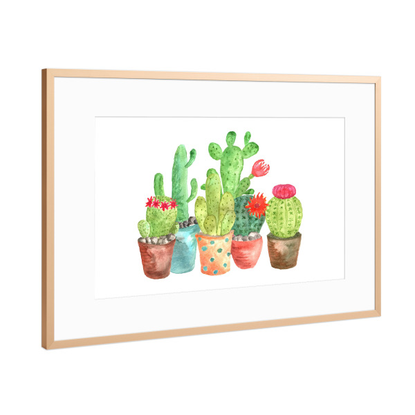 Poster mit Rahmen Kupfer "Cactuses Watercolor" artboxONE - Floral,Für Kinder