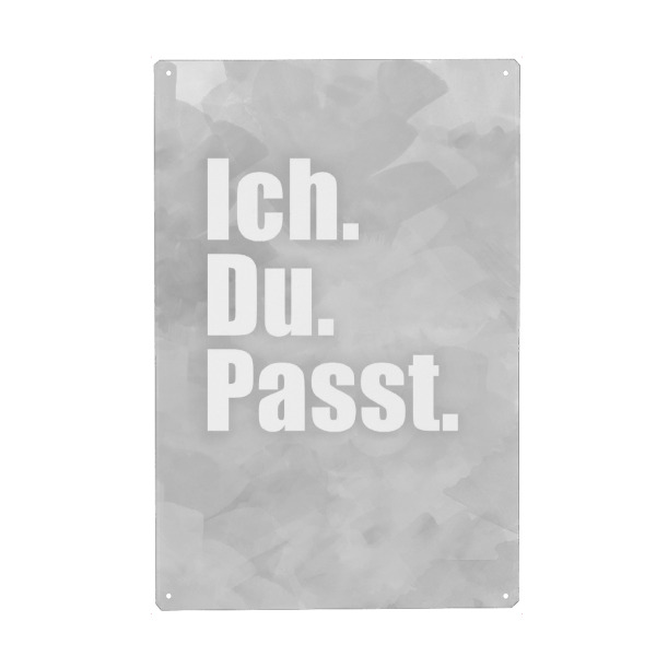 Holzbild "Ich. Du. Passt" artboxONE - Typografie,Schwarzweiß - Ich,Du,Liebe,Chill