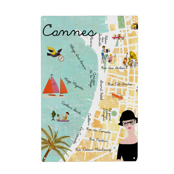 Metall Poster "Cannes Côte d'Azur" artboxONE - Städte,Kartografie