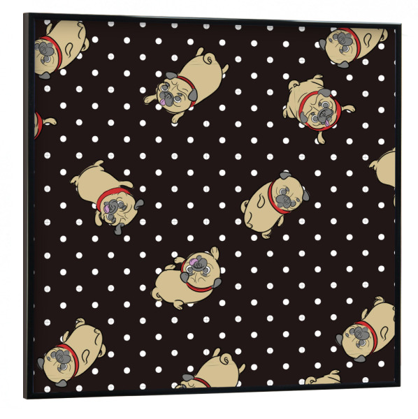 Poster mit schwarzem Rahmen 30x30 cm "Möpse Muster Grau" artboxONE - Tiere - Möpse muster,Hund,Bulldoge,Mops,Polka dots