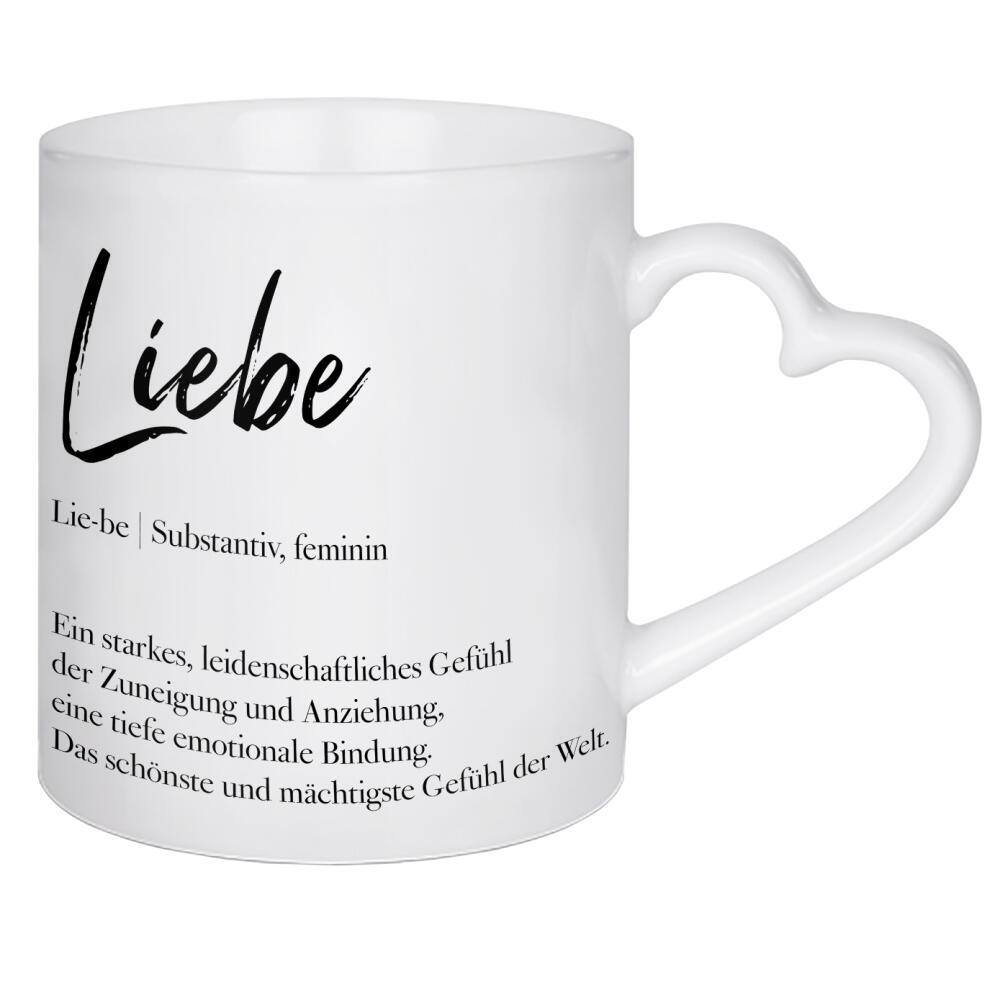 Herztasse "Definition der Liebe" artboxONE - Typografie,Liebe - Liebe,Typo,Typografie,Minimalistisch,Schwarzweiß,Zuneigung,Paar,Beziehung,Definition