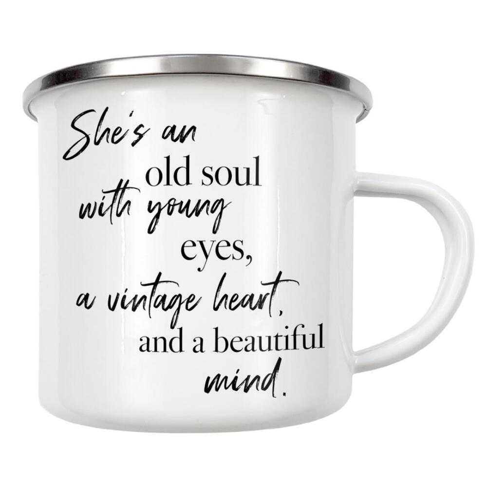 Emaille Tasse "She is" artboxONE - Typografie,Menschen