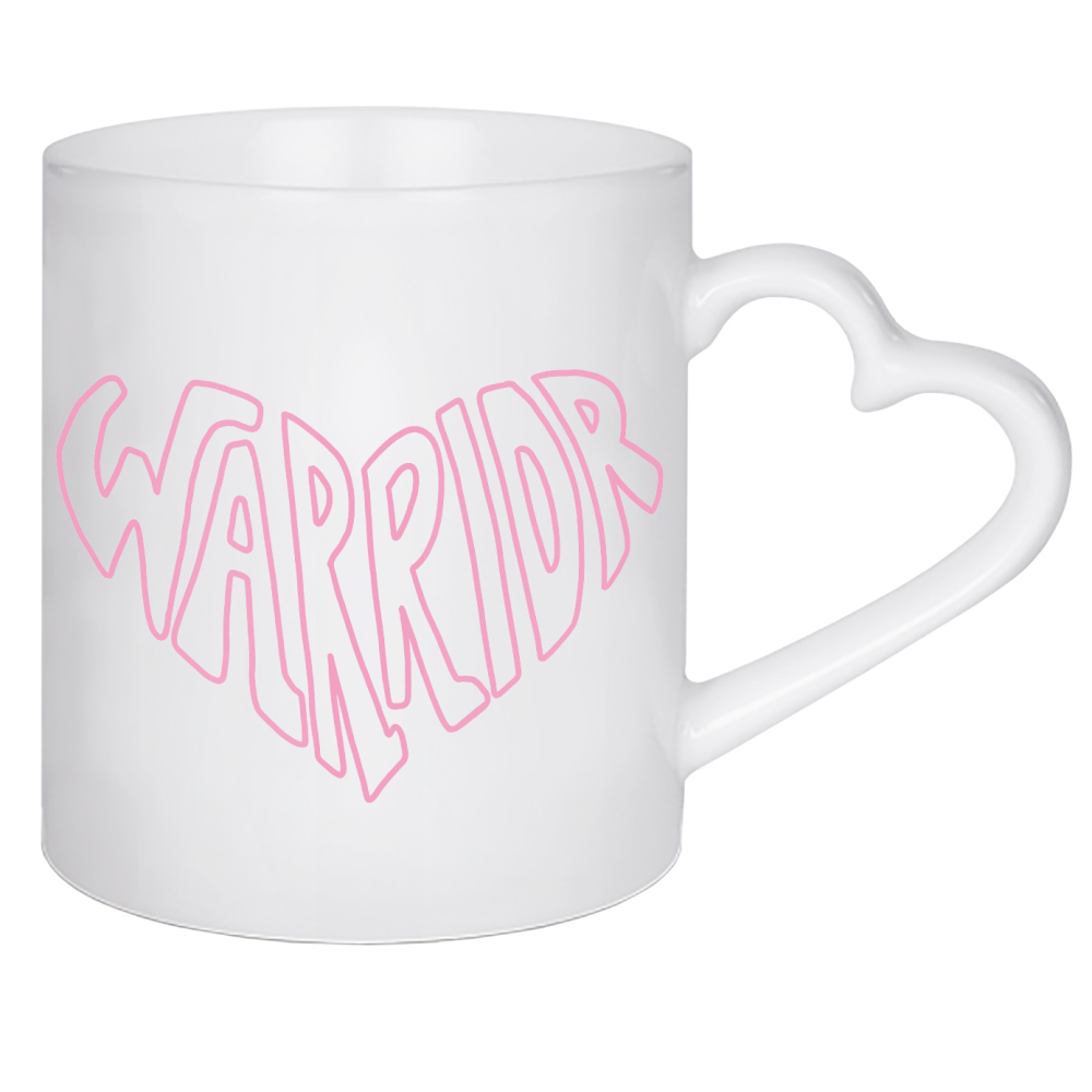 Herztasse "Warrior - pink" artboxONE - Typografie,Menschen - Pink,Typo,Typografie,Krieger,Warrior,Herz,Kampf,Mädchen,Frauen,Power,Stark
